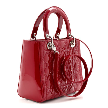 Christian Dior Patent Cannage Medium Lady Dior Red 3 of 10