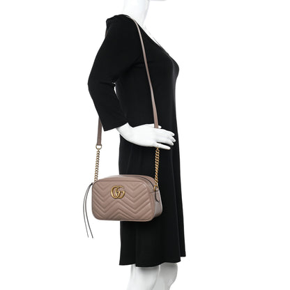 Gucci Calfskin Matelasse Small GG Marmont Chain Shoulder Bag Porcelain Rose 2 of 9