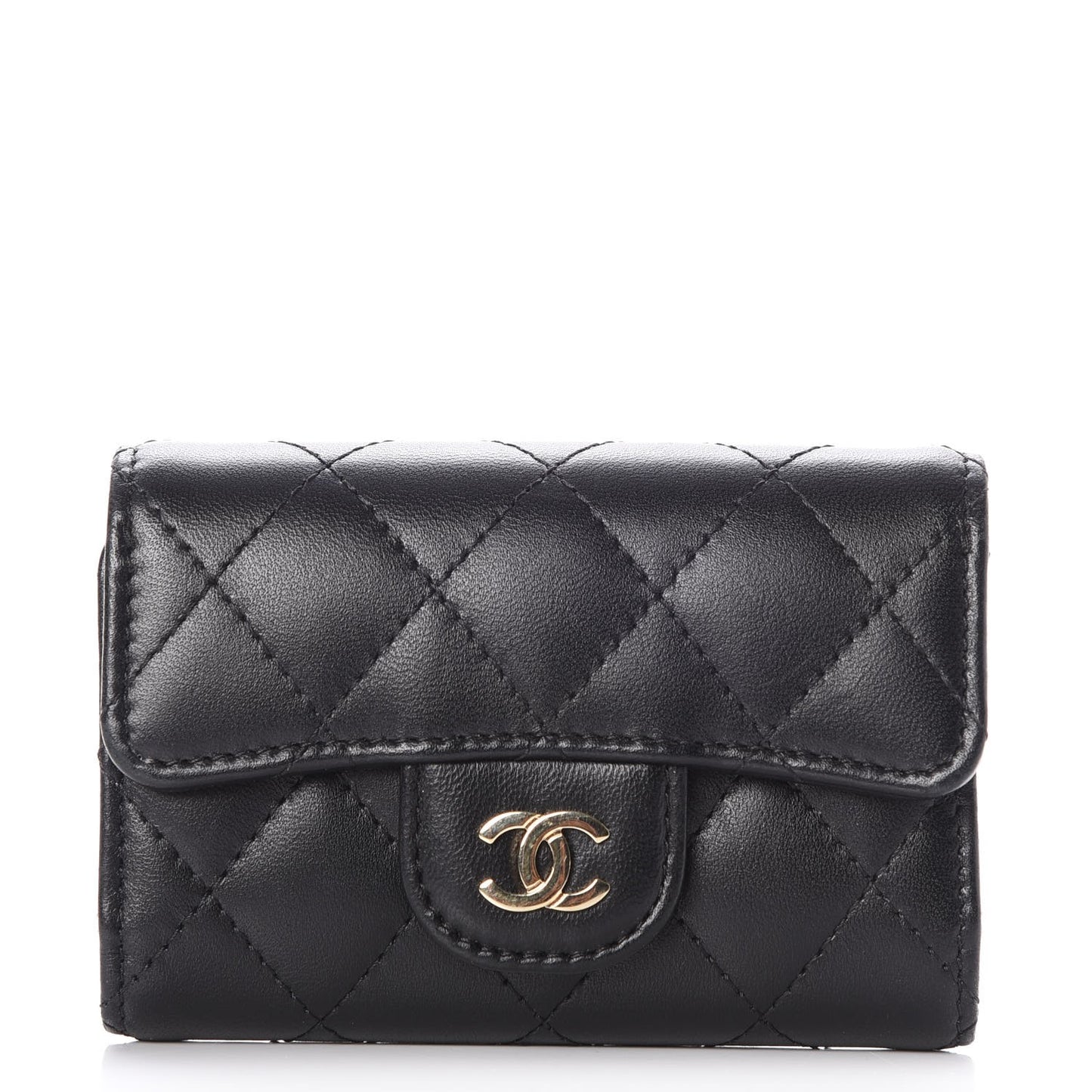 Lambskin Quilted 4 Key Holder Black