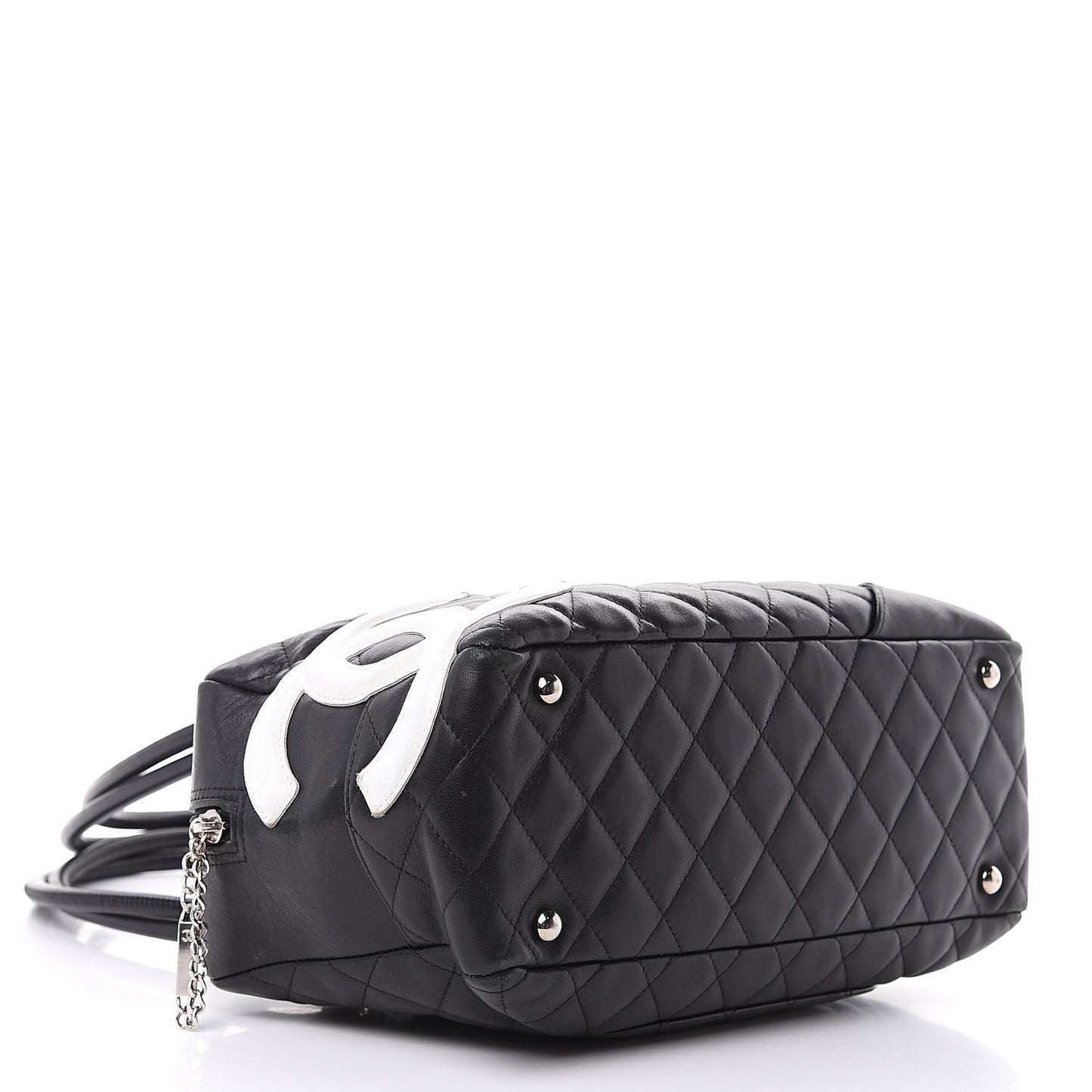 Calfskin Quilted Large Cambon Bowler Black White