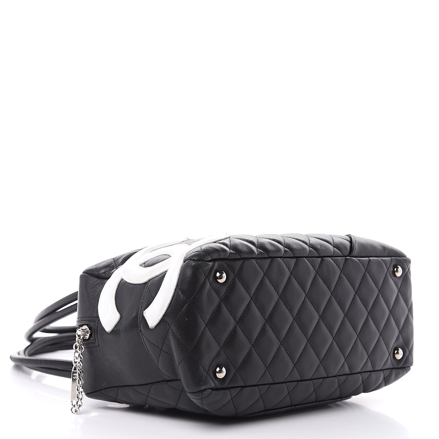 Chanel Calfskin Quilted Large Cambon Bowler Black White 4 of 16