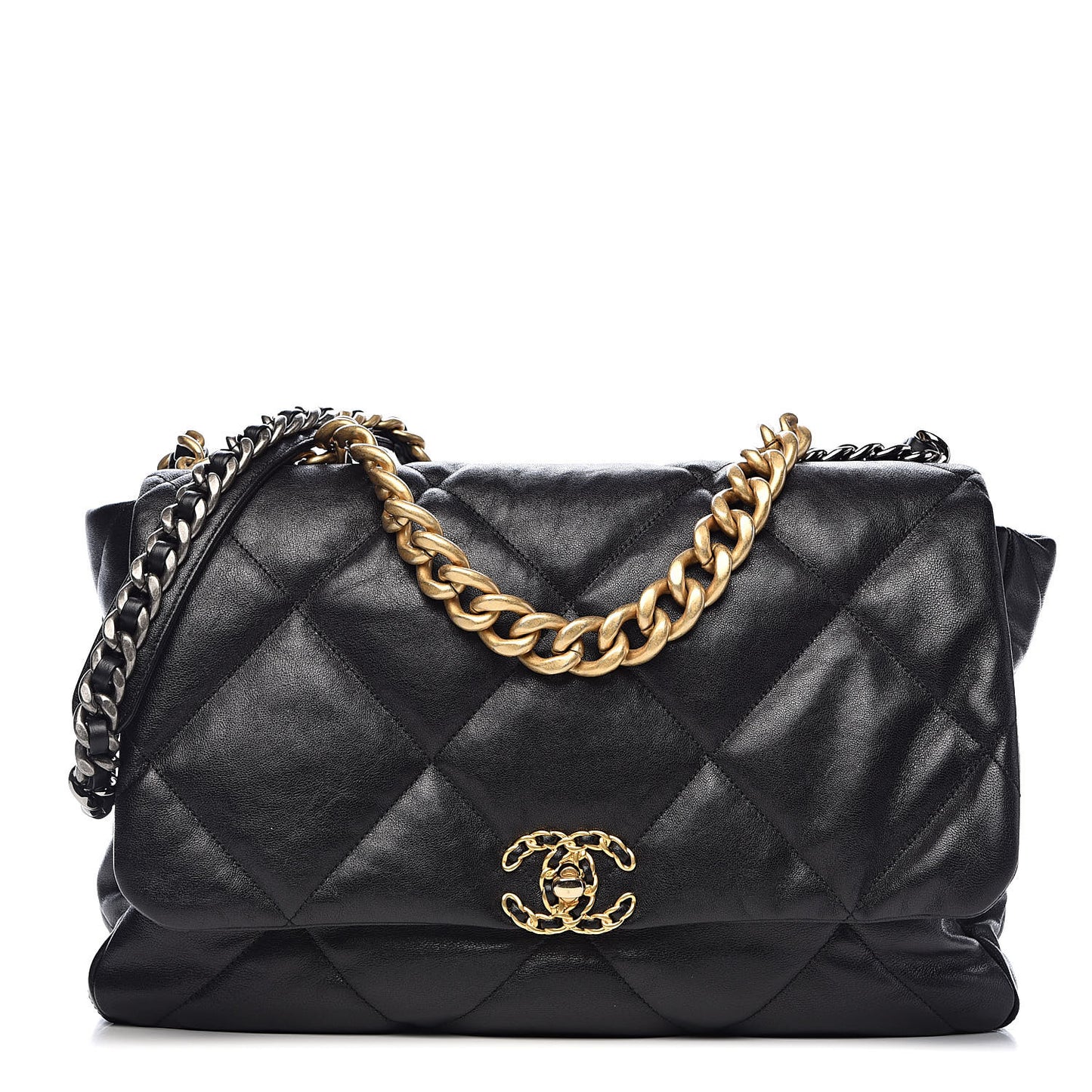 Lambskin Quilted Maxi 19 Flap Black