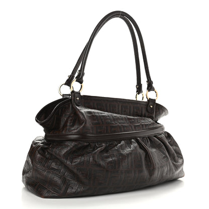 Fendi Vitello Bottalato FF Embossed Large Chef Shopper Tote Chocolate 2 of 12