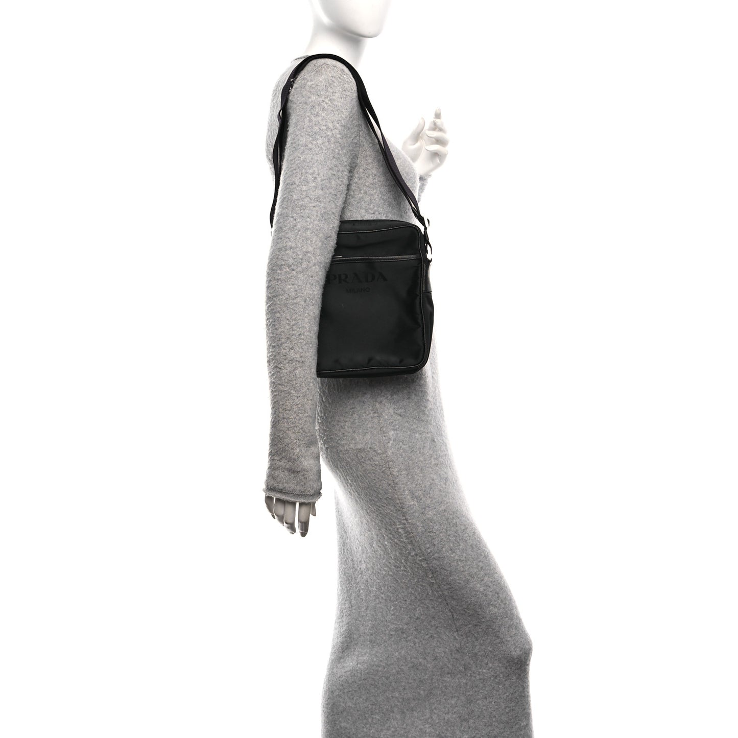 Re-Nylon Saffiano Pocket Messenger Black