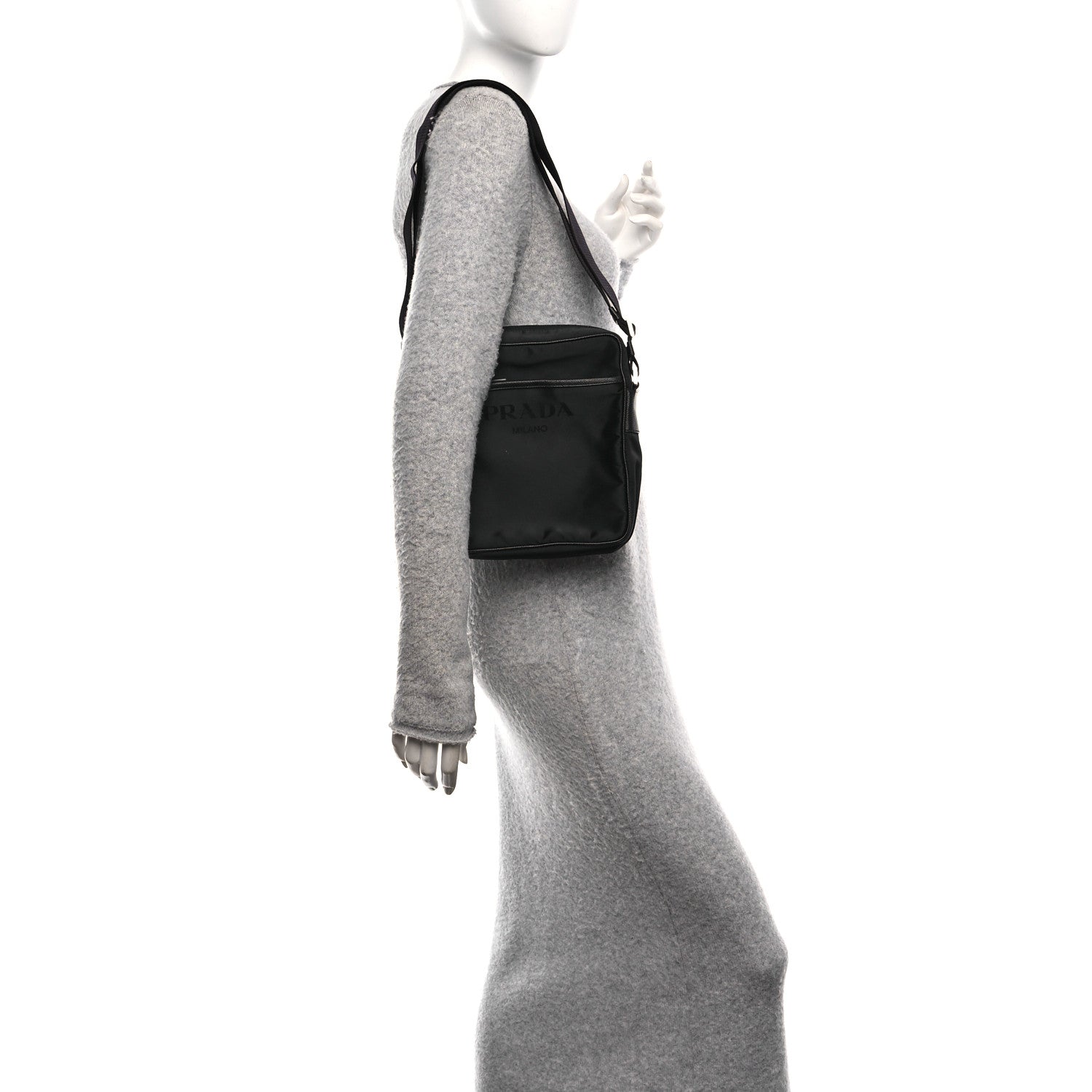 Prada Re-Nylon Saffiano Pocket Messenger Black 2 of 11