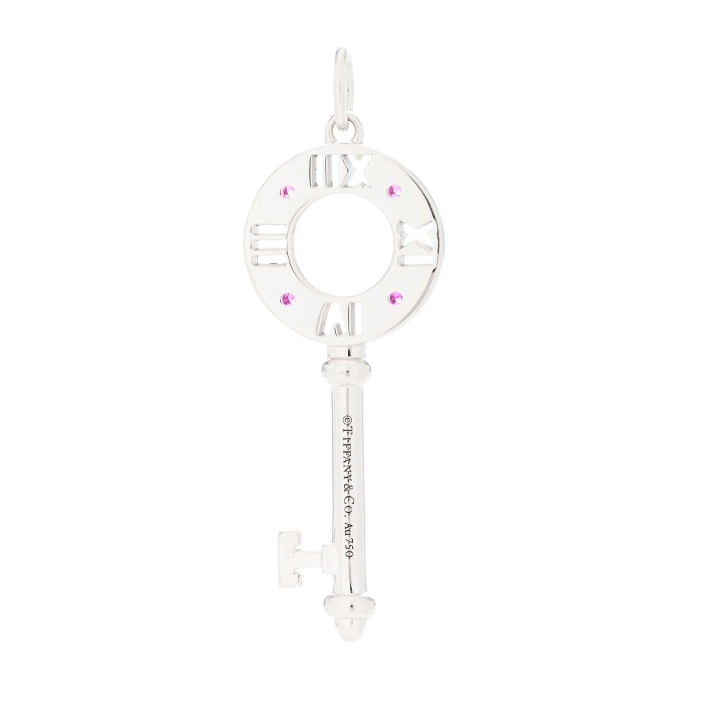18K White Gold Ruby Atlas Pierced Key Pendant