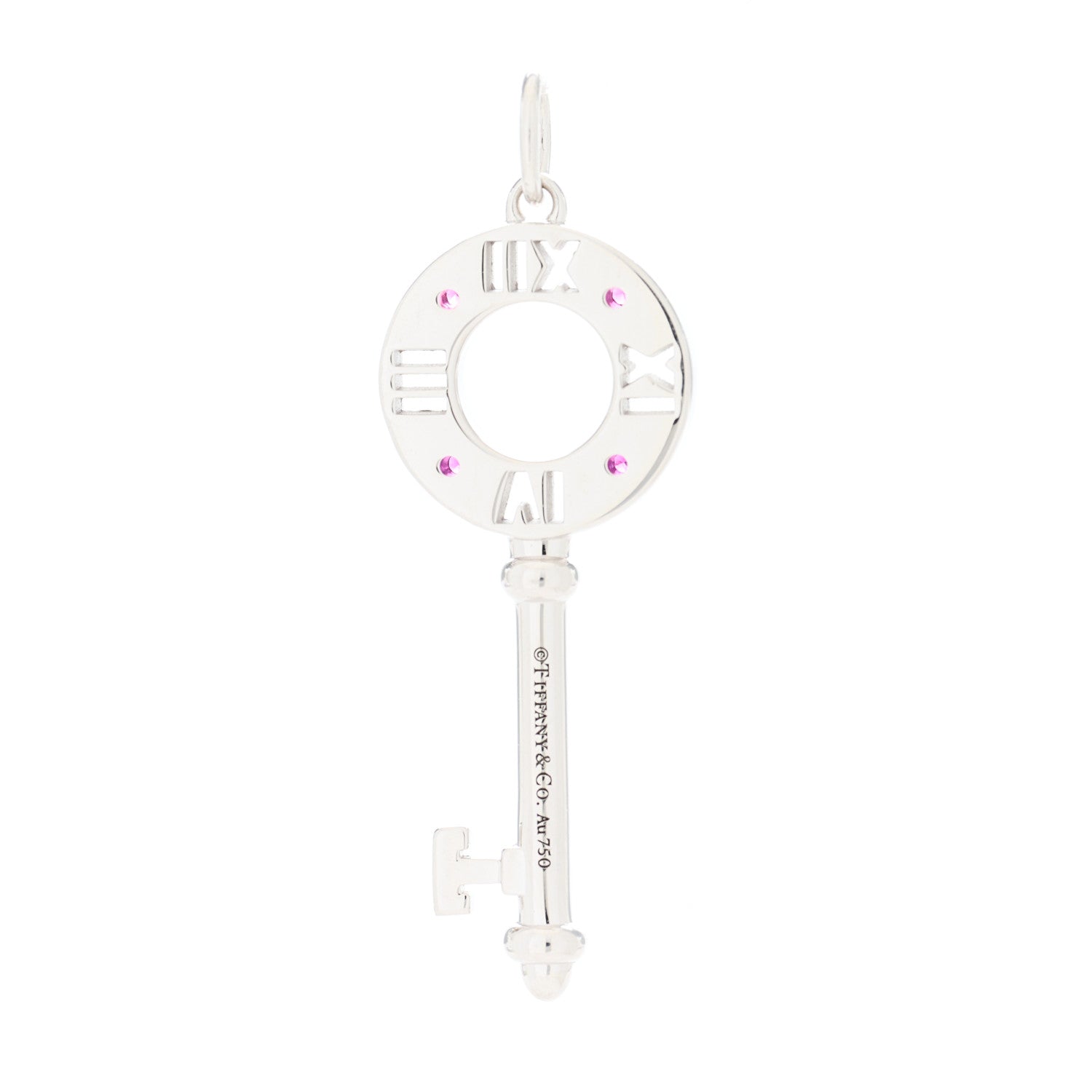 Tiffany 18K White Gold Ruby Atlas Pierced Key Pendant 3 of 3