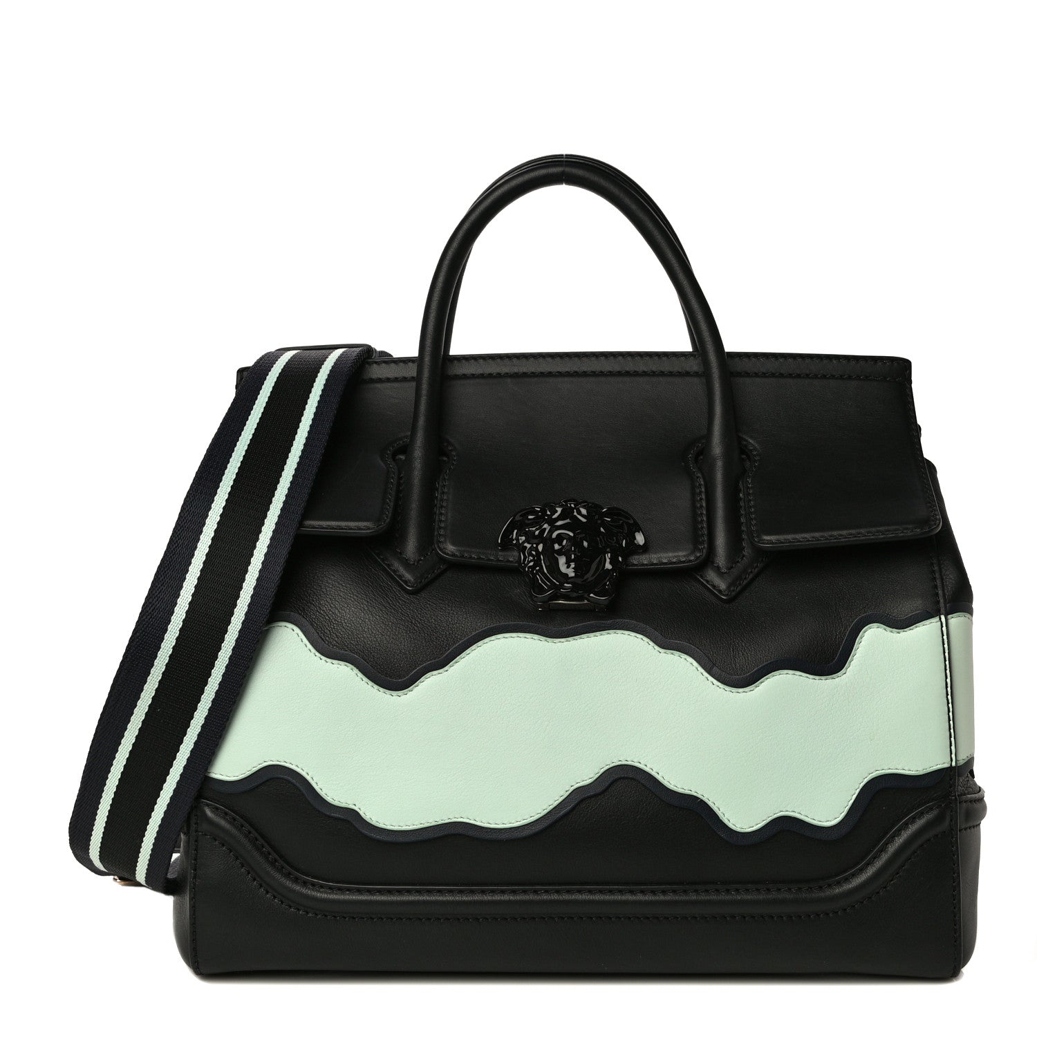 Versace Calfskin Large Palazzo Empire Bag Black Multicolor 1 of 14
