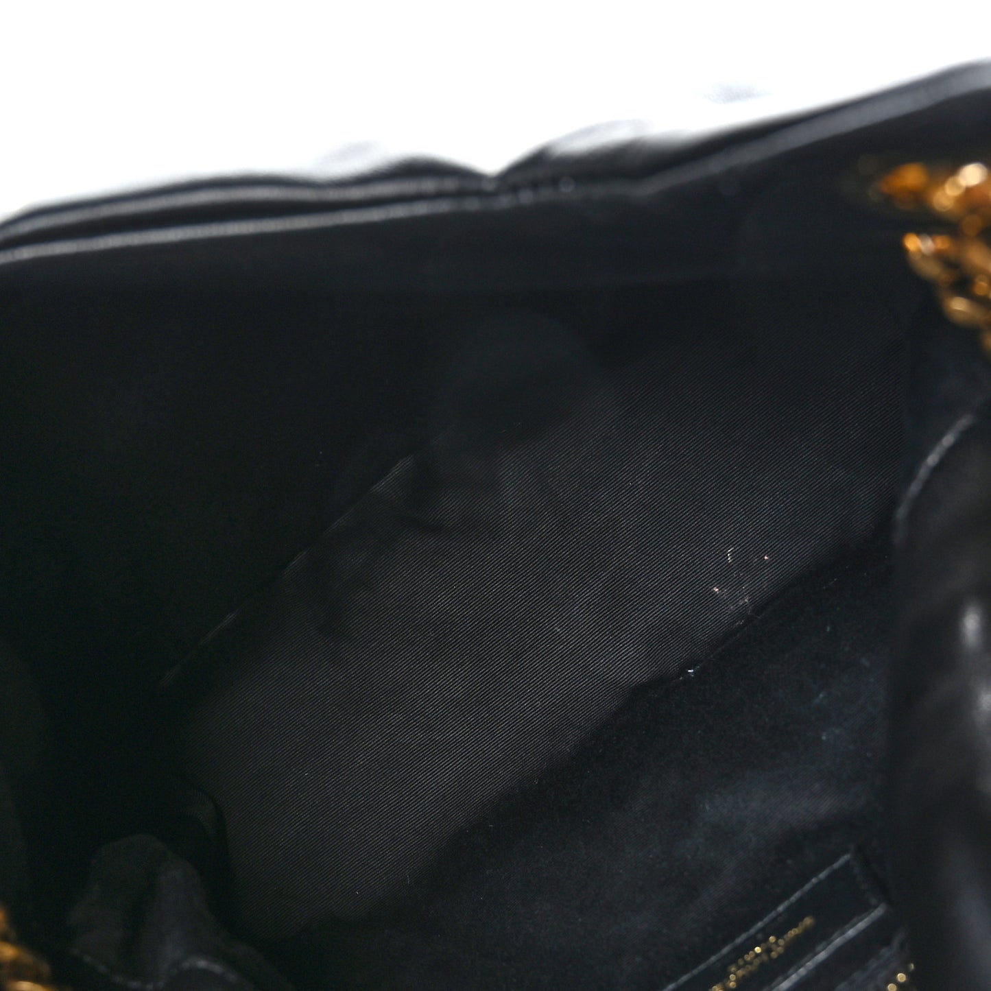 Lambskin Quilted Small Loulou Puffer Monogram Chain Satchel Black