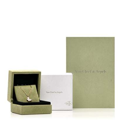 Van Cleef & Arpels 18K Yellow Gold Mother of Pearl Sweet Alhambra Butterfly Pendant Necklace 5 of 5