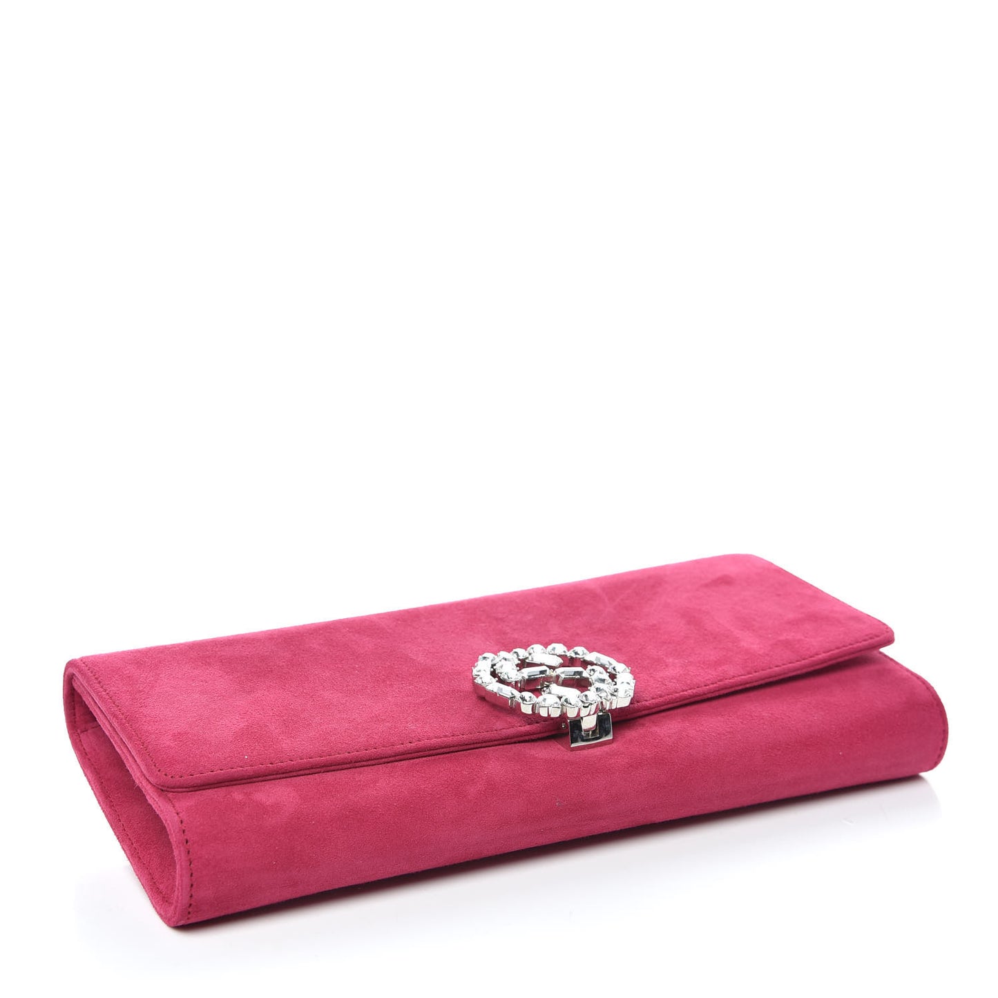 Suede Crystal GG Sparkling Clutch Pink