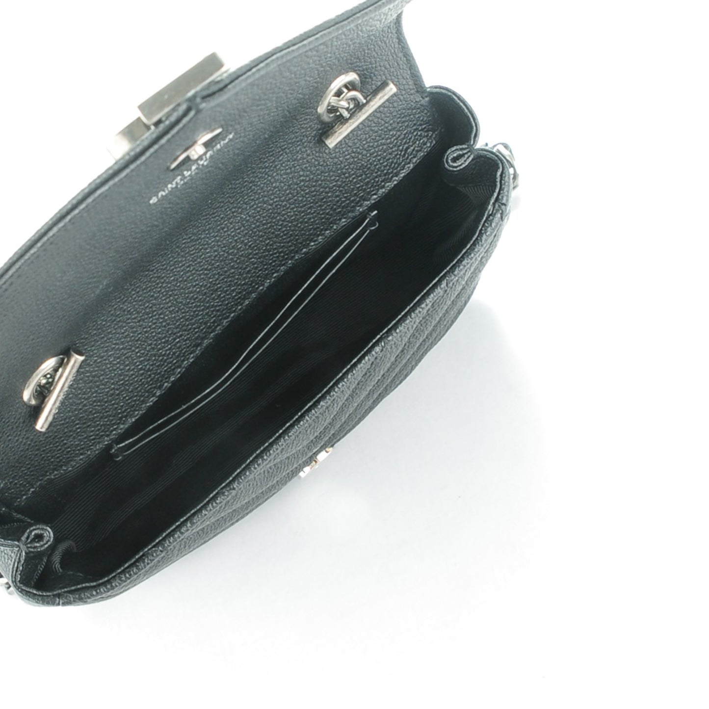 Grained Calfskin Matelasse Chevron Monogram Classic Baby Chain Bag Black