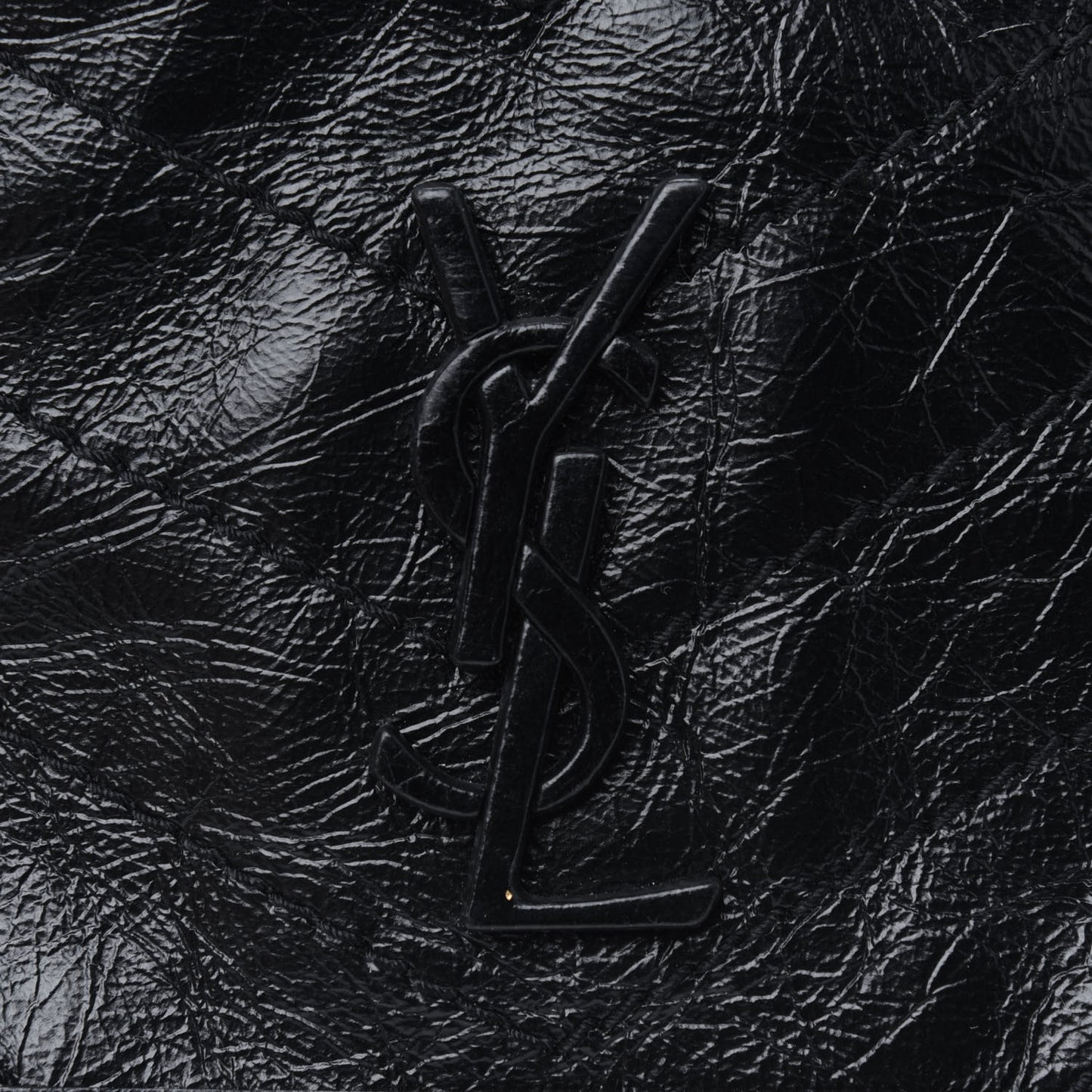 Crinkled Calfskin Matelasse Monogram Niki Chain Wallet Black