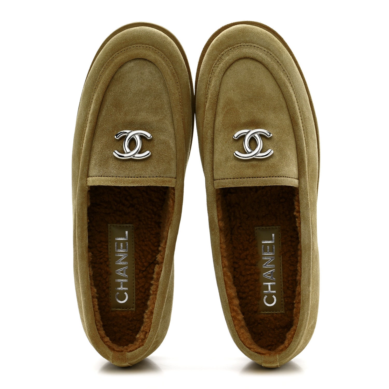 Chanel Suede Calfskin CC Loafers 39 Dark Beige 5 of 10