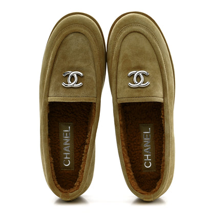 Chanel Suede Calfskin CC Loafers 39 Dark Beige 5 of 10