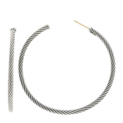 David Yurman Sterling Silver Extra Large Cable Classics Hoop Earrings 1 of 4