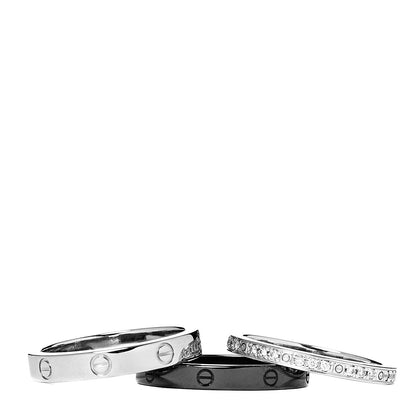 Cartier 18K White Gold Diamond Ceramic LOVE Ring Set 48 4.5 4 of 8