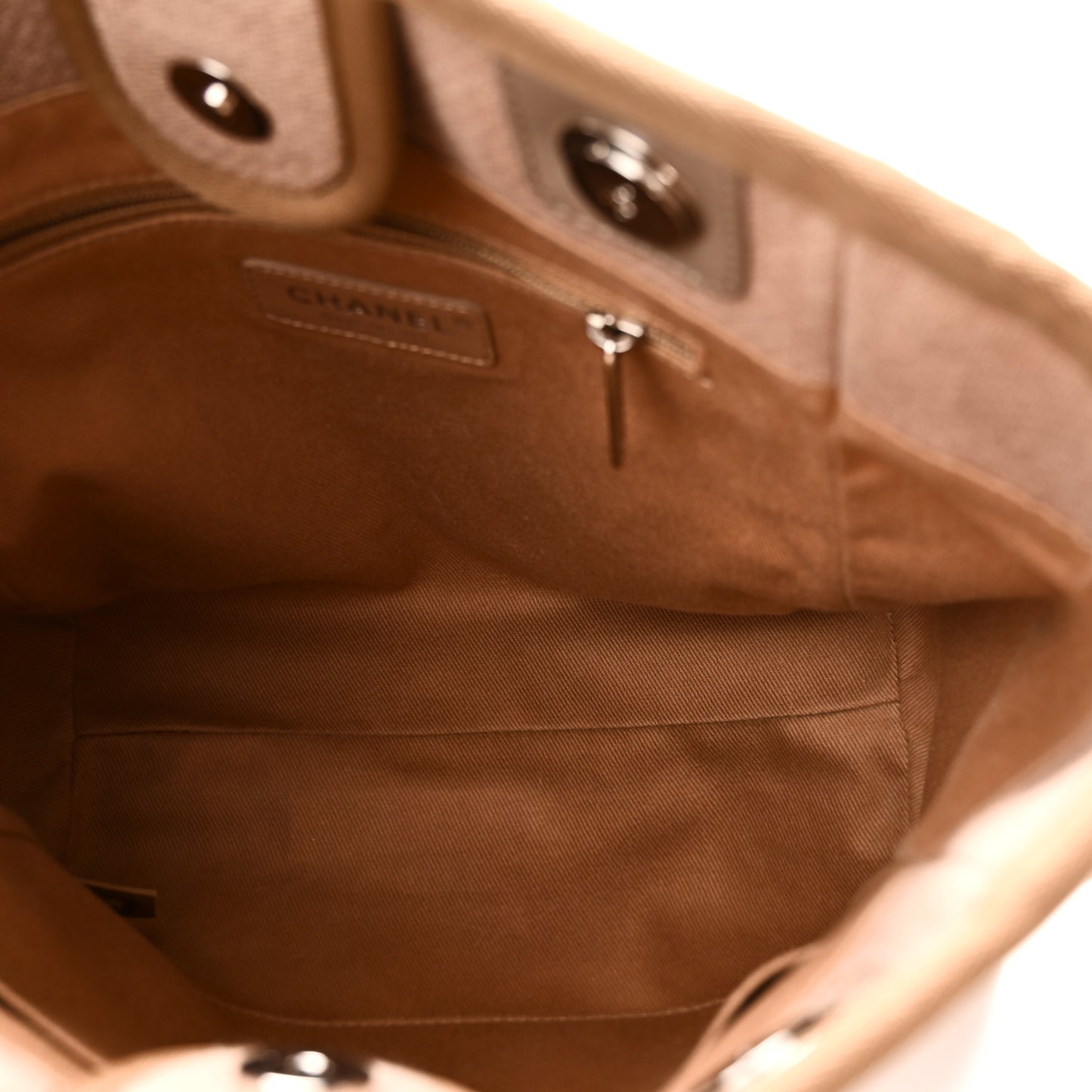 Mixed Fibers Calfskin Mini Deauville Tote Beige