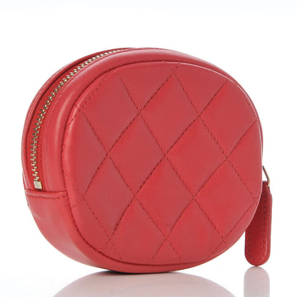 Chanel Lambskin Quilted Zip Around Classic Coin Purse Red 3 of 8