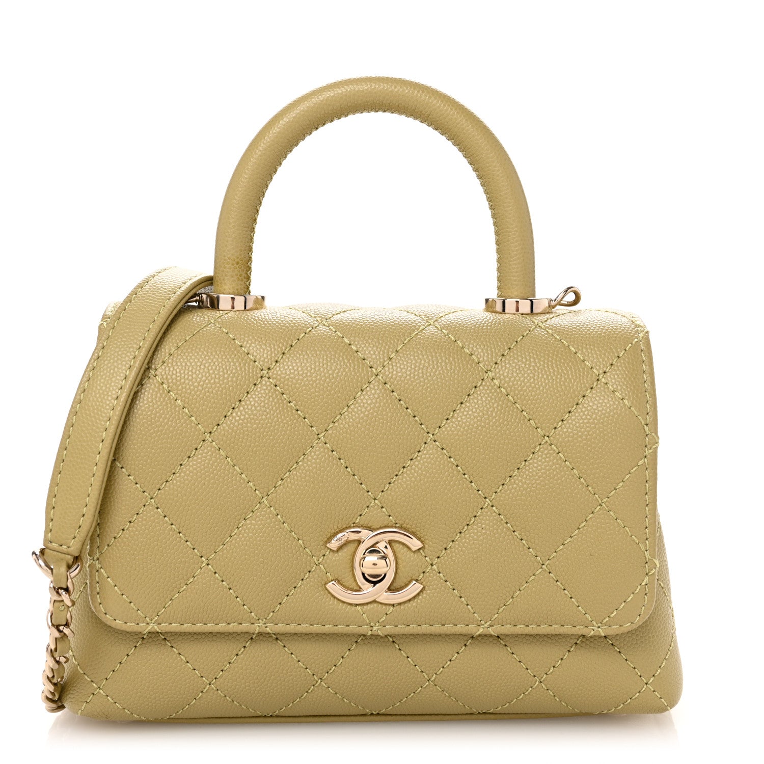 Chanel Caviar Quilted Extra Mini Coco Handle Flap Light Green 1 of 10