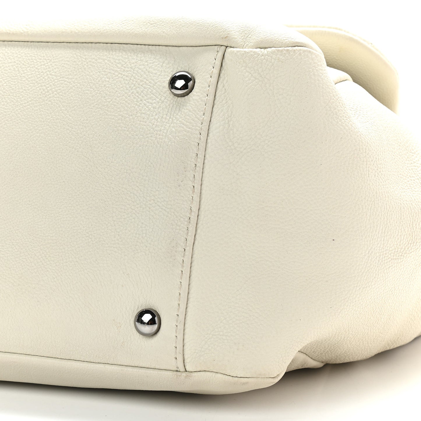 Calfskin Diamond Stitch Accordion Flap White