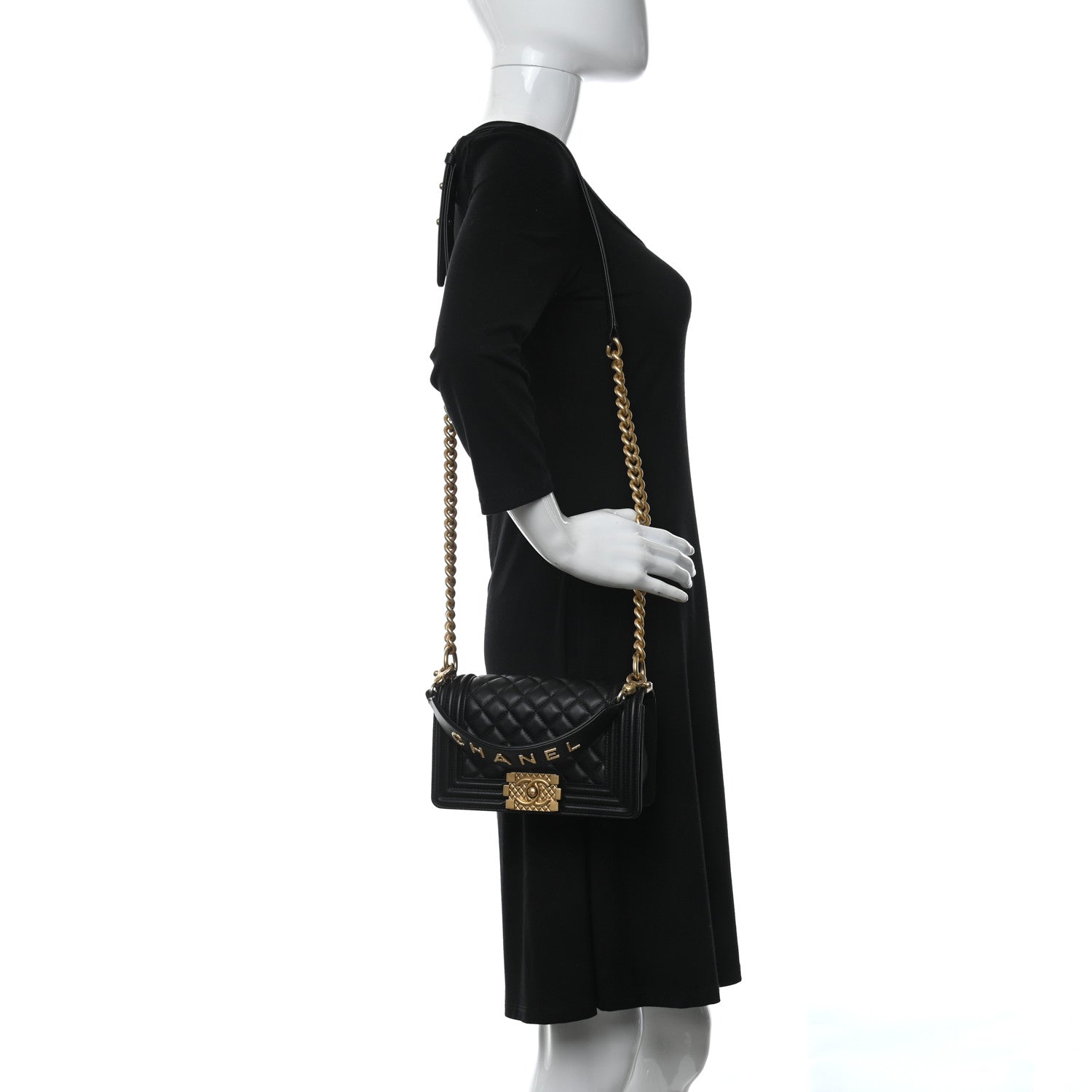 Chanel Calfskin Small Boy Logo Top Handle Flap Black 2 of 9