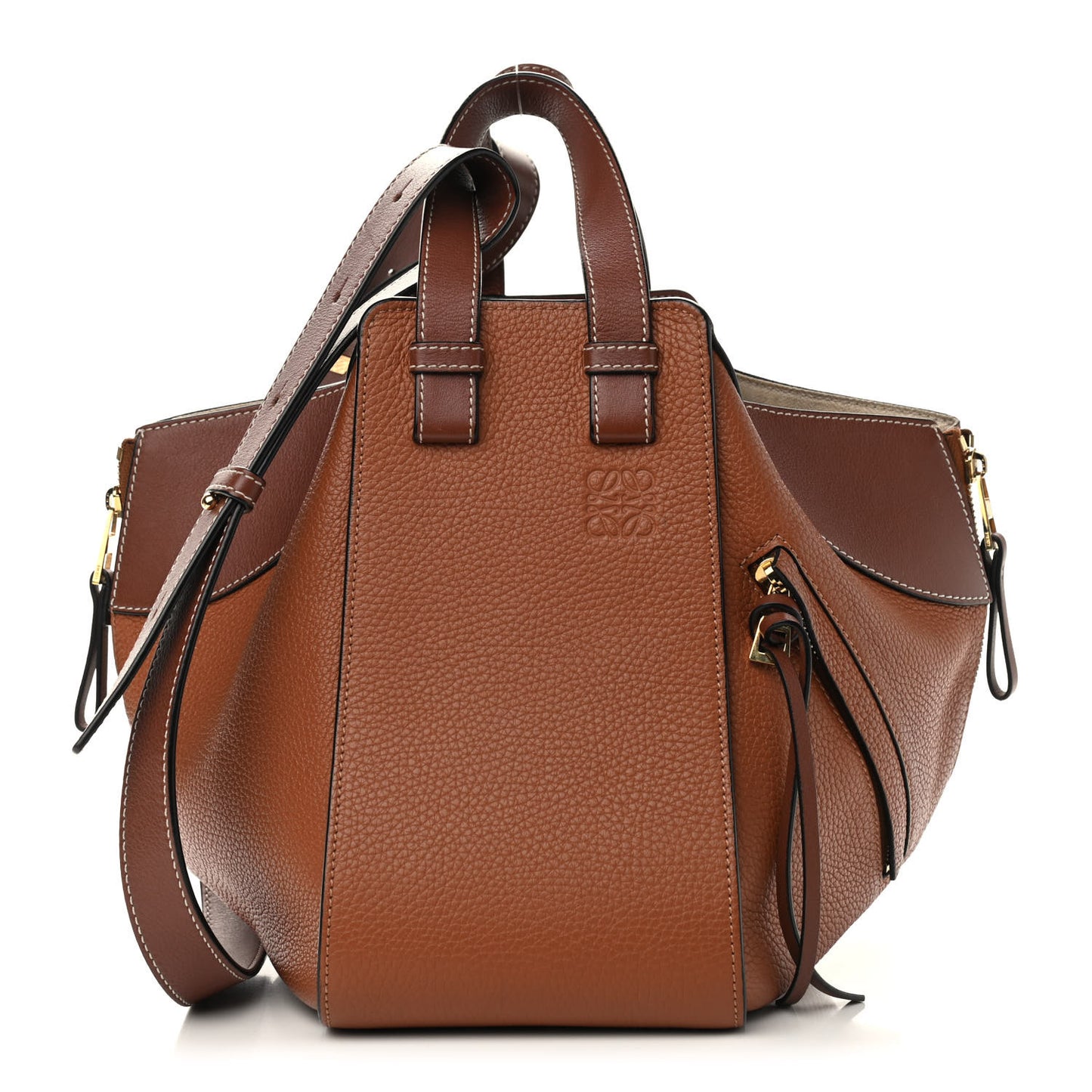 Grained Calfskin Small Hammock Shoulder Bag Tan