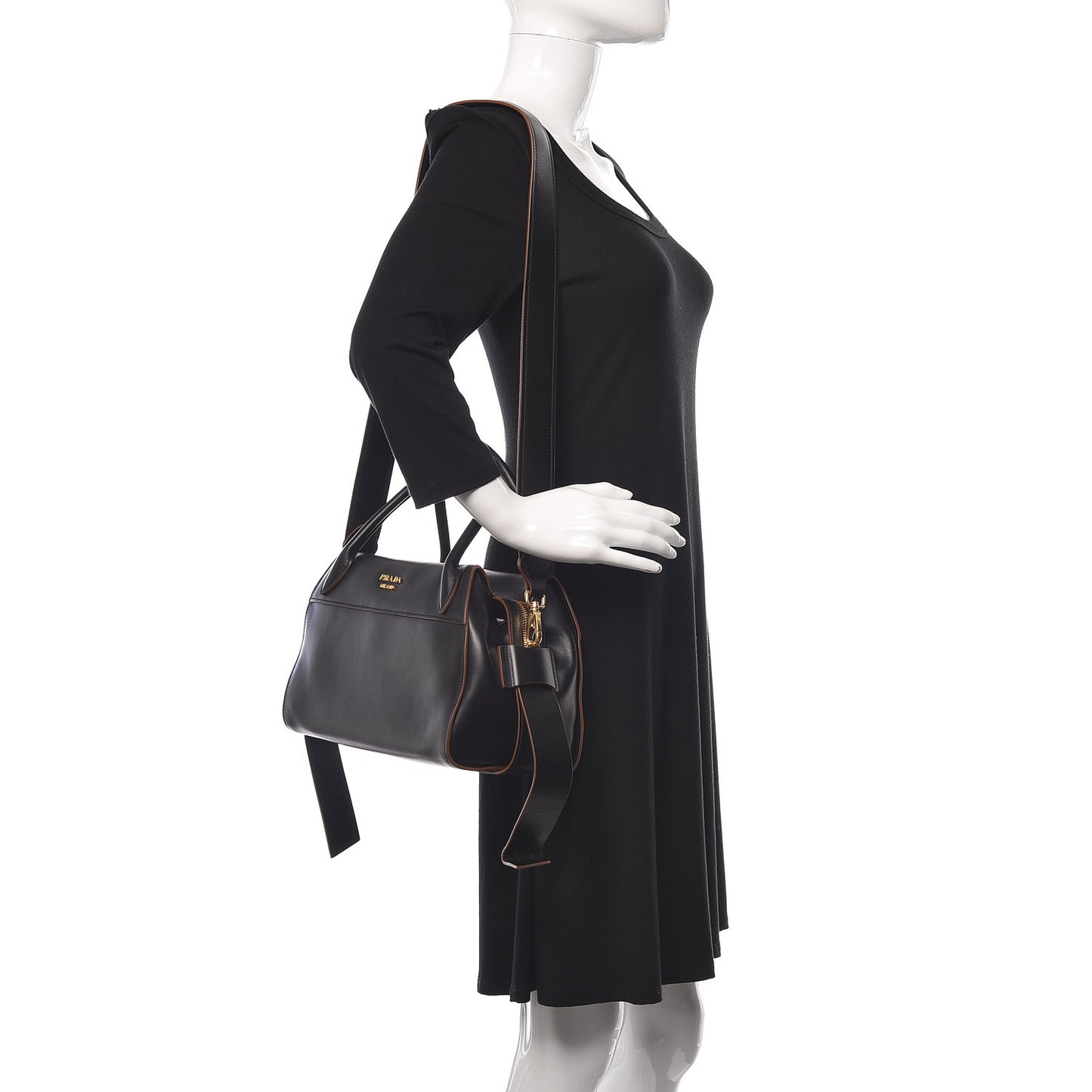 City Calf Ribbon Bowling Bag Black