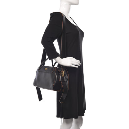 Prada City Calf Ribbon Bowling Bag Black 2 of 10