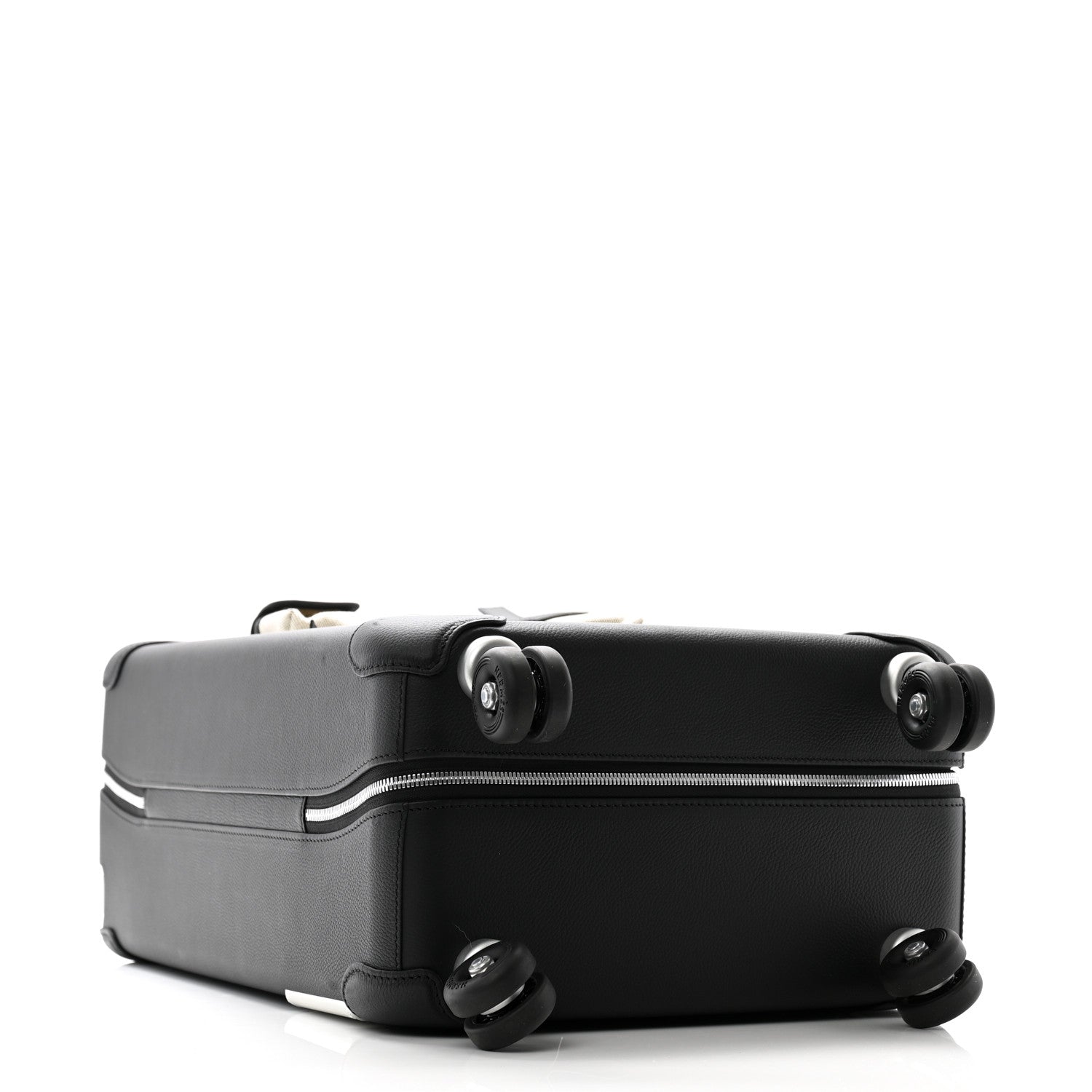 Hermes H Viking Canvas Taurillon Regate Cargo Rolling Trolley Luggage Ecru Black 3 of 9