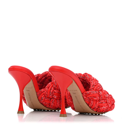 Bottega Veneta Lambskin Rope Woven Dot Sandals 38.5 Bubble Gum Tomato 3 of 14