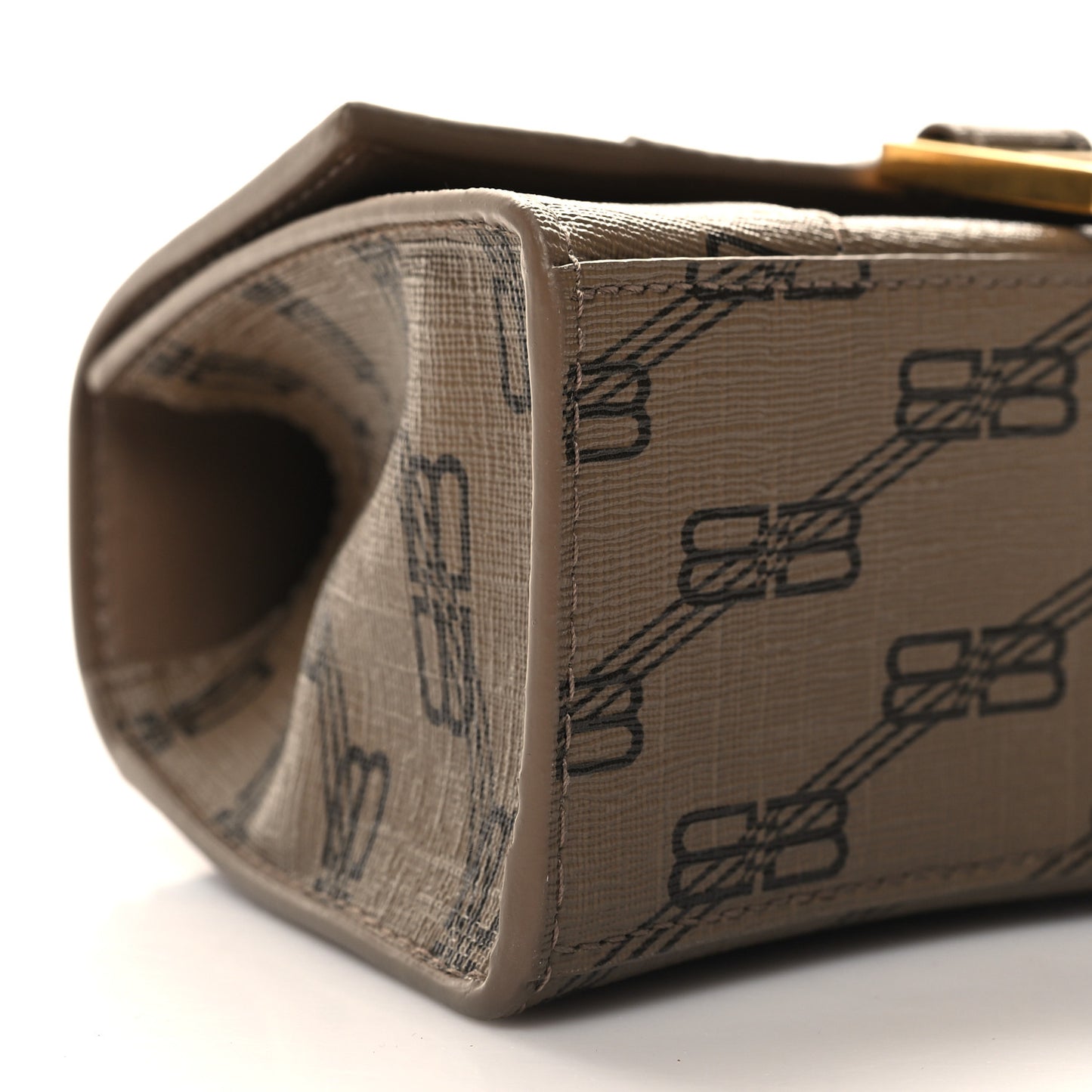 Coated Canvas BB Monogram Hourglass Top Handle Bag XS Beige Brown