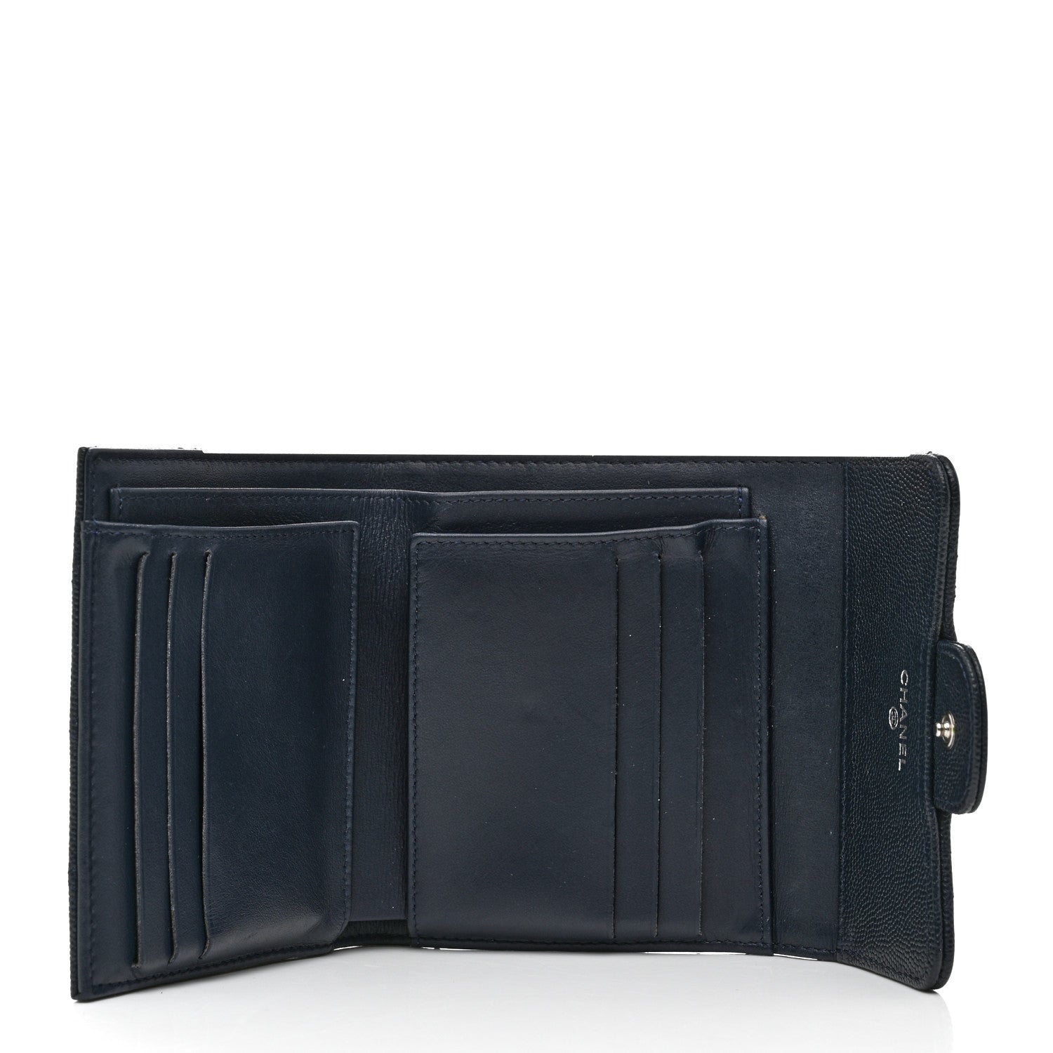 Chanel Caviar Quilted Compact Flap Wallet Navy 4 of 9