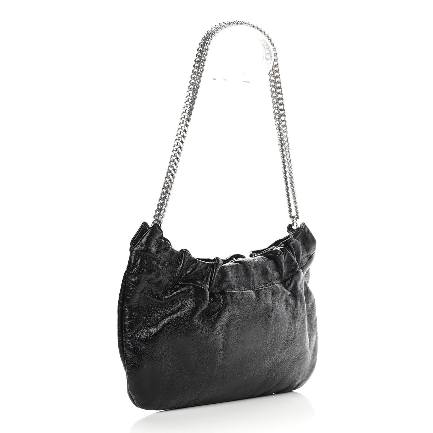Calfskin Pac Ruched Hobo Black