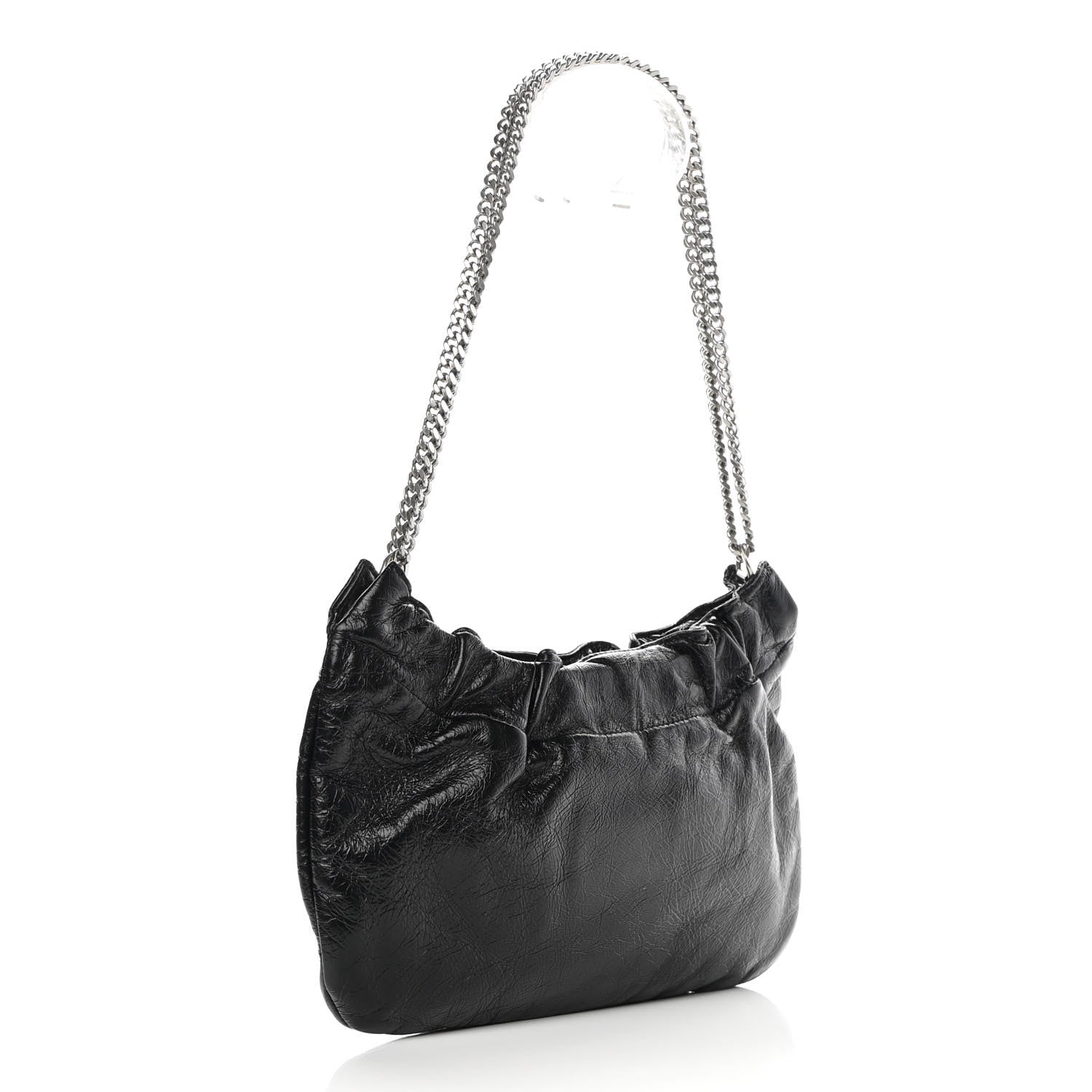 Saint Laurent Calfskin Pac Ruched Hobo Black 3 of 10