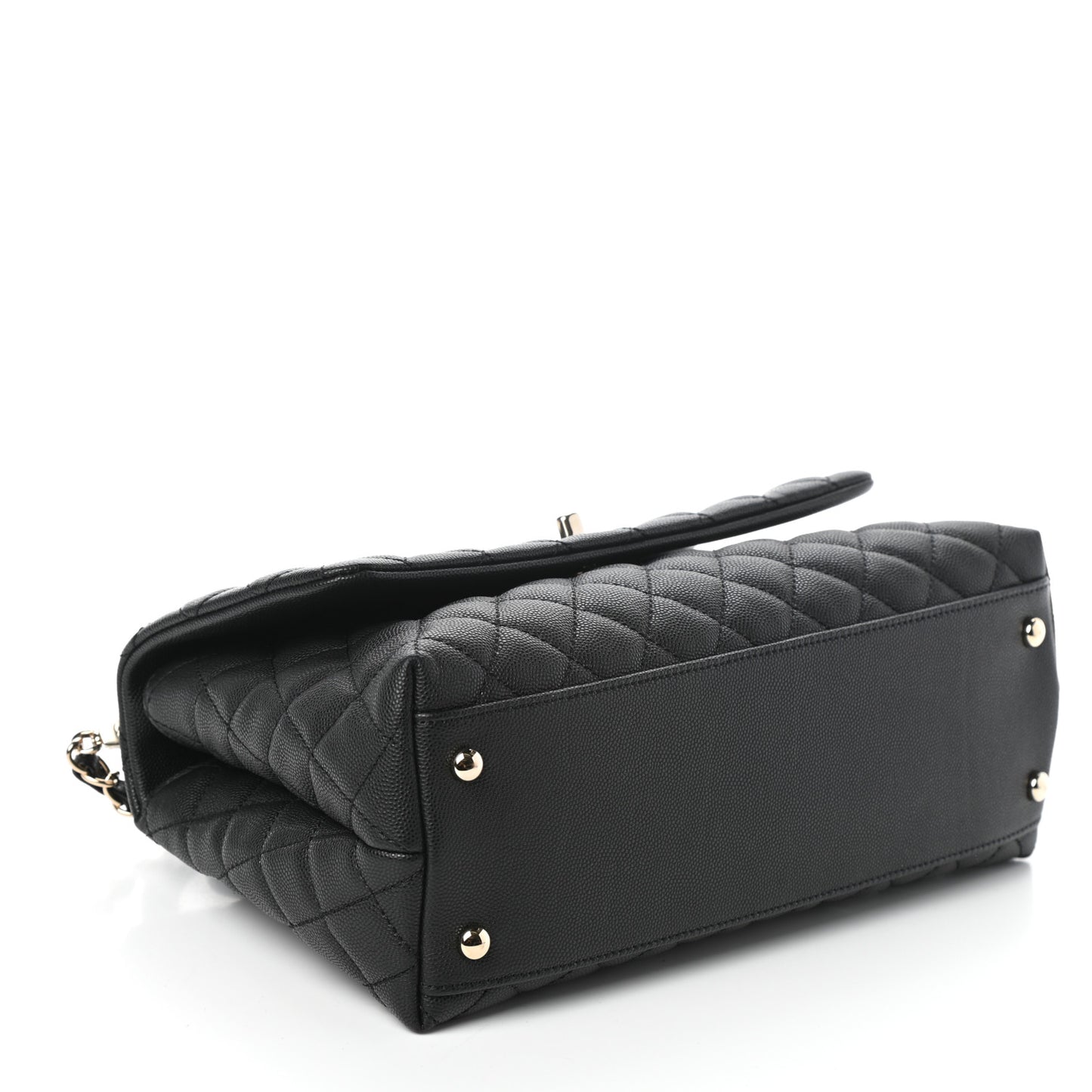 Caviar Quilted Small Coco Handle Flap Black