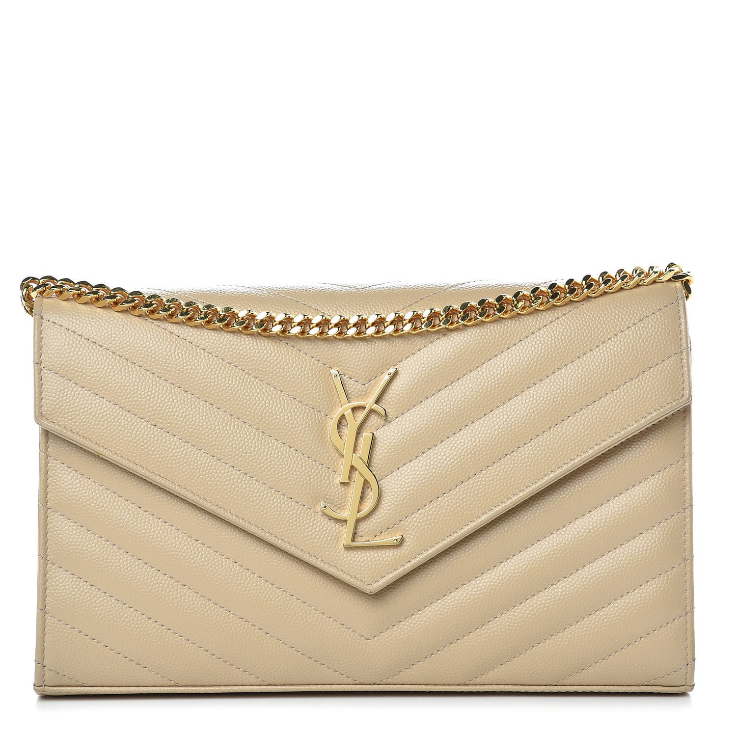 Grain De Poudre Matelasse Chevron Monogram Chain Wallet Nude Powder