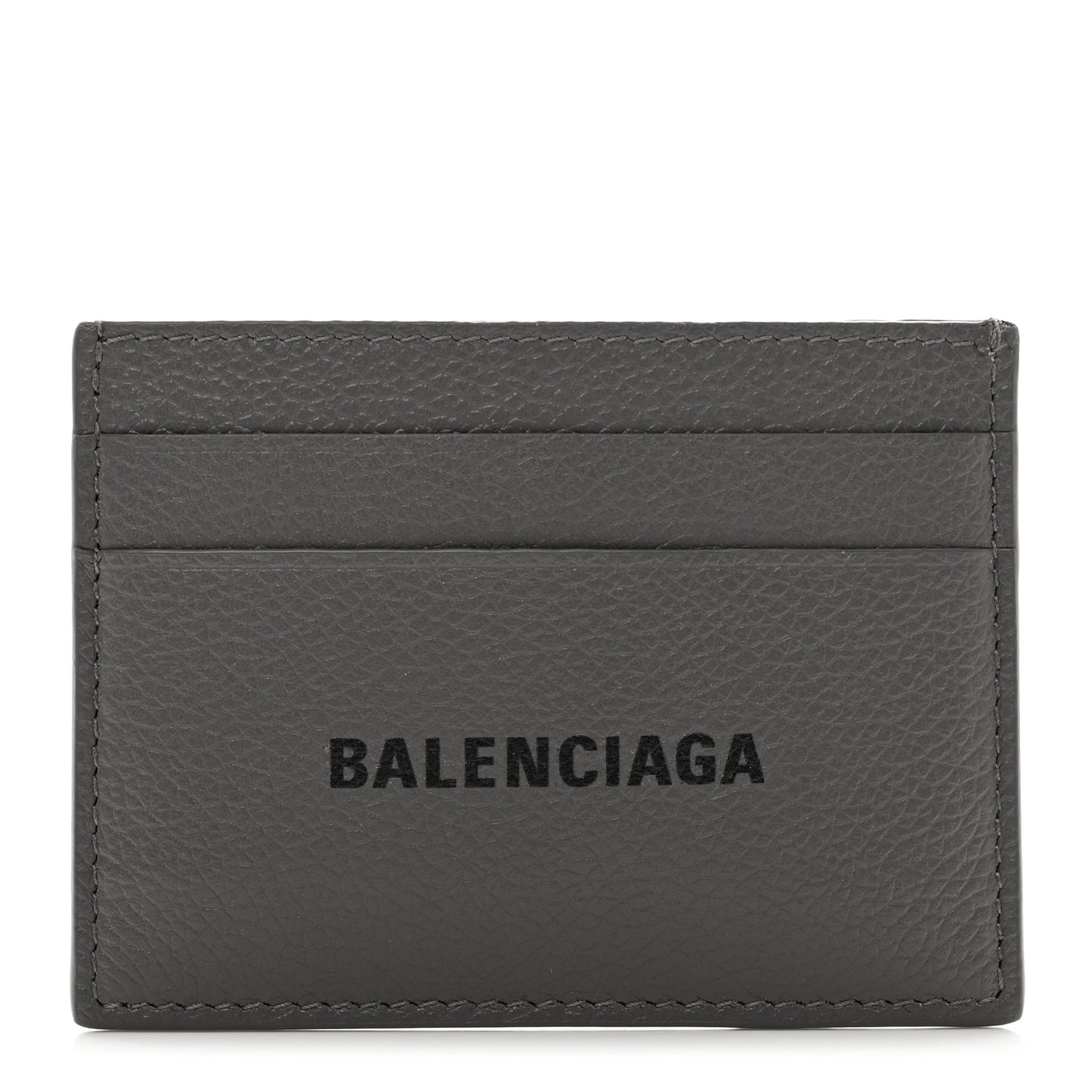 Grained Calfskin Logo Cash Card Holder Graphite Black