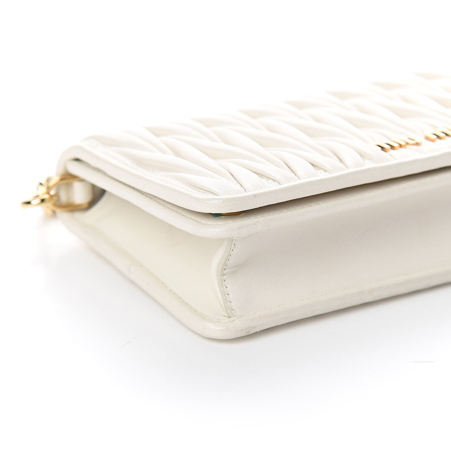 Nappa Matelasse Chain Crossbody Bag White