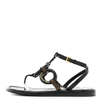 Louis Vuitton Patent Monogram Vedette Mule Sandals 36 Black 1 of 7