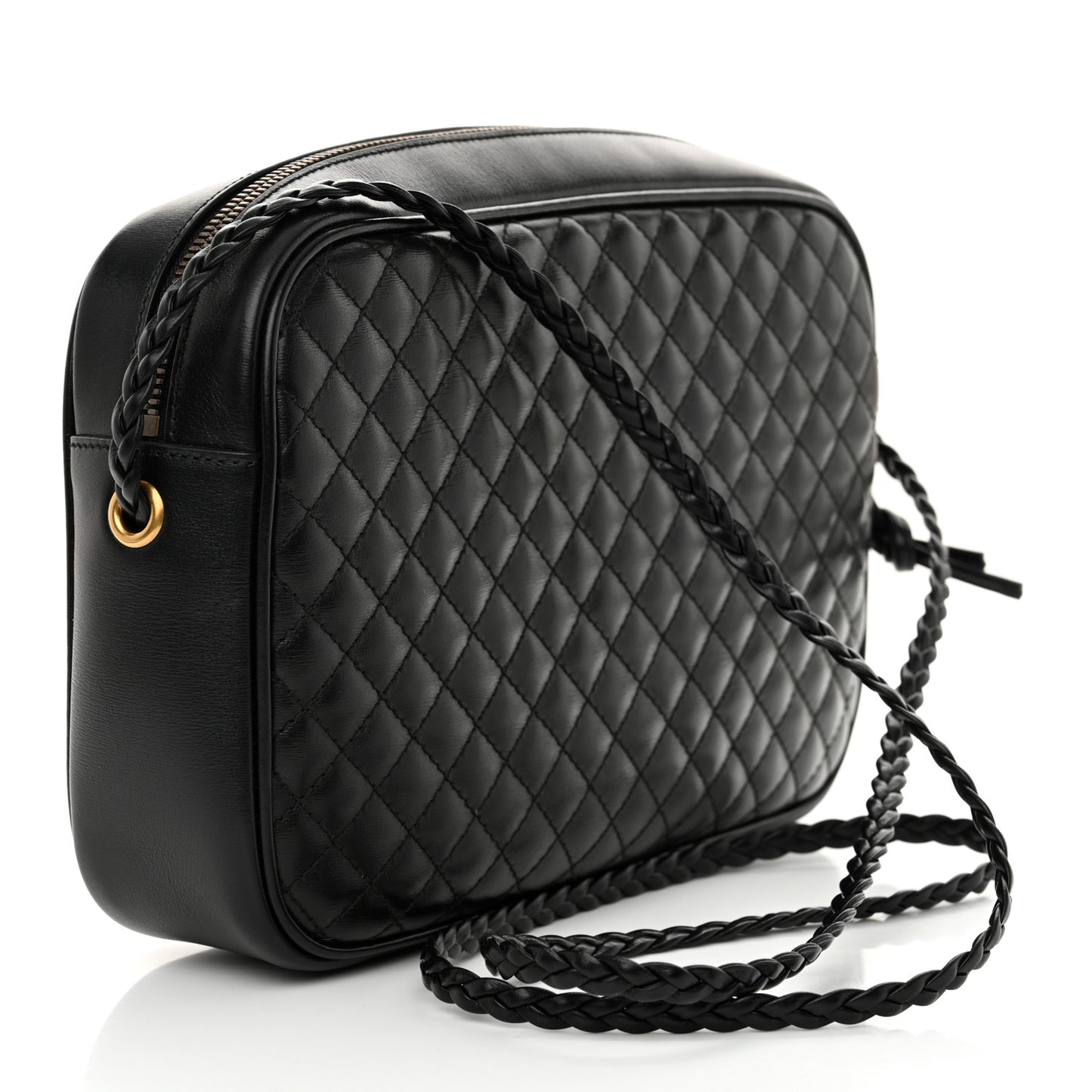 Calfskin Web Trapuntata Small GG Shoulder Bag Black
