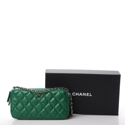Chanel Caviar Quilted Small Clutch With Chain Green 10 of 10