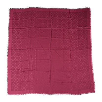 Louis Vuitton Silk Wool Monogram Shawl Wine Red 1 of 4