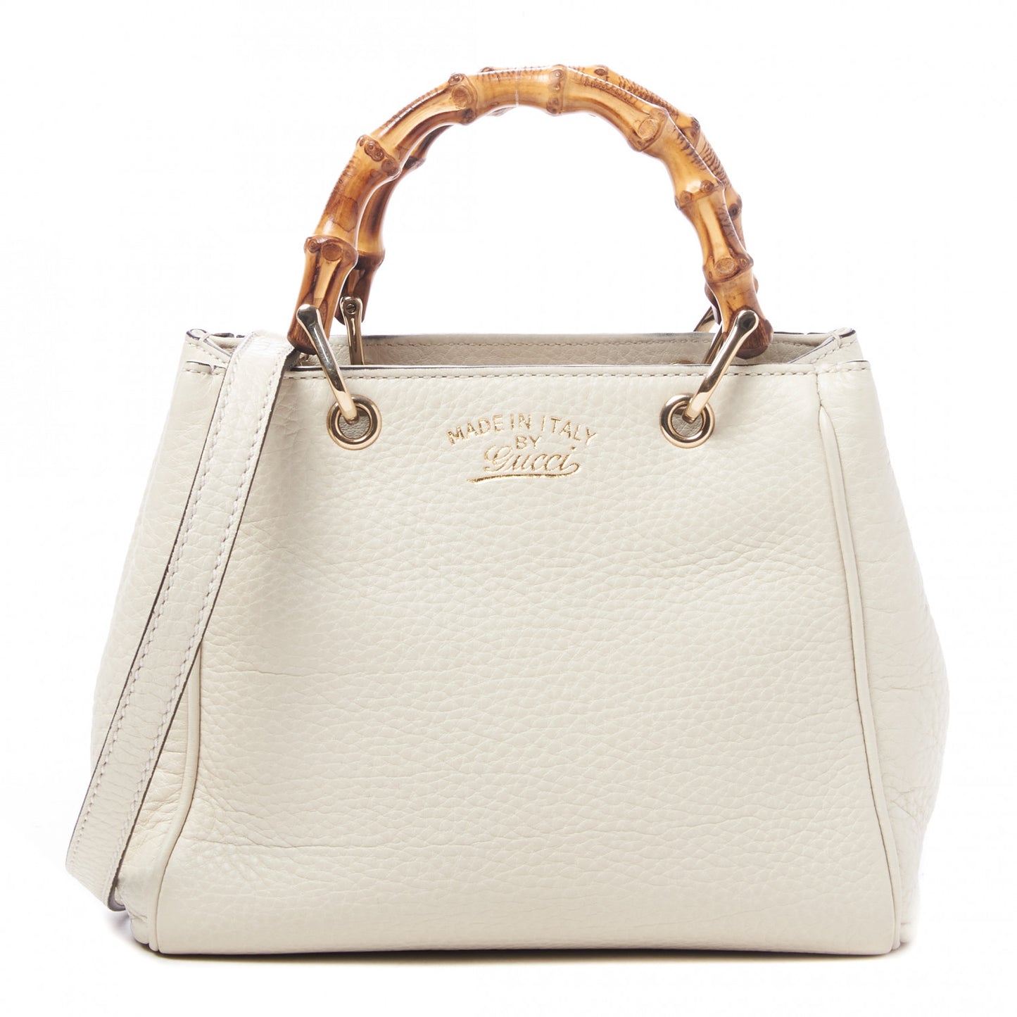 Calfskin Mini Bamboo Shopper Tote Off White