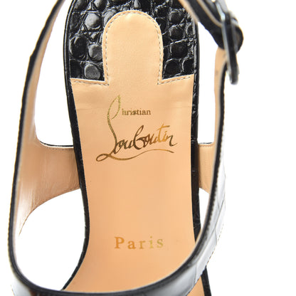 Christian Louboutin Calfskin Alligator Embossed Foolish Platform Sandals 38.5 Black 5 of 7