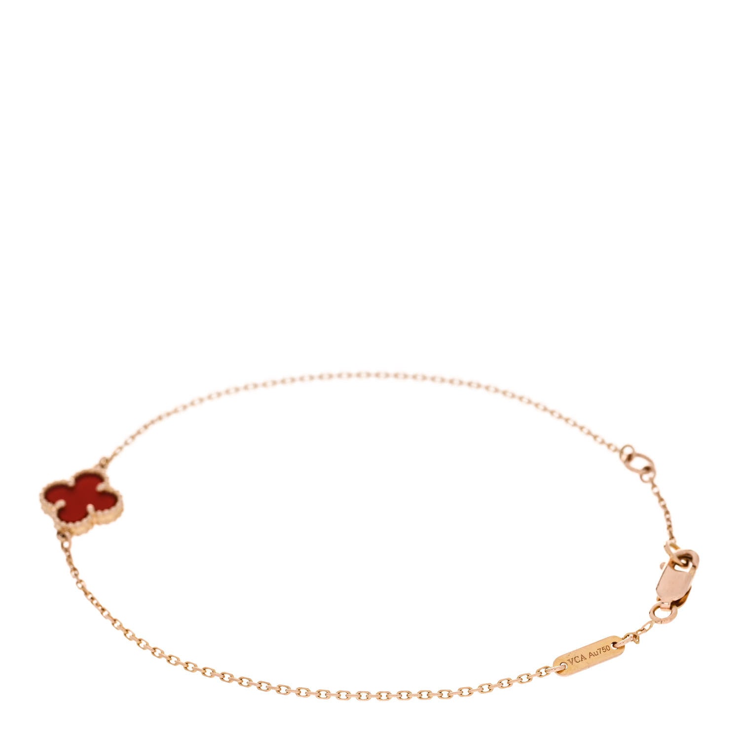 Van Cleef & Arpels 18K Rose Gold Carnelian Sweet Alhambra Bracelet 2 of 4