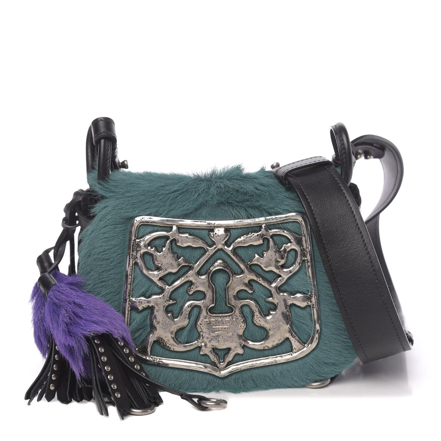 Calf Hair Velluto Corsaire Antic Crossbody Bag Biliardo Black