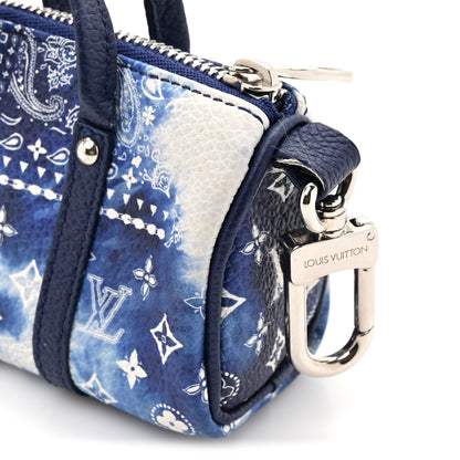 Louis Vuitton Monogram Bandana Mini Keepall Bag Charm Key Holder Blue 9 of 9