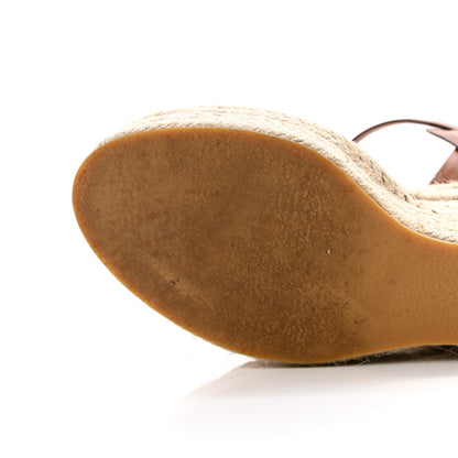 Saint Laurent Calfskin 85 Platform Espadrille Wedge Sandals 38 Brown 12 of 17