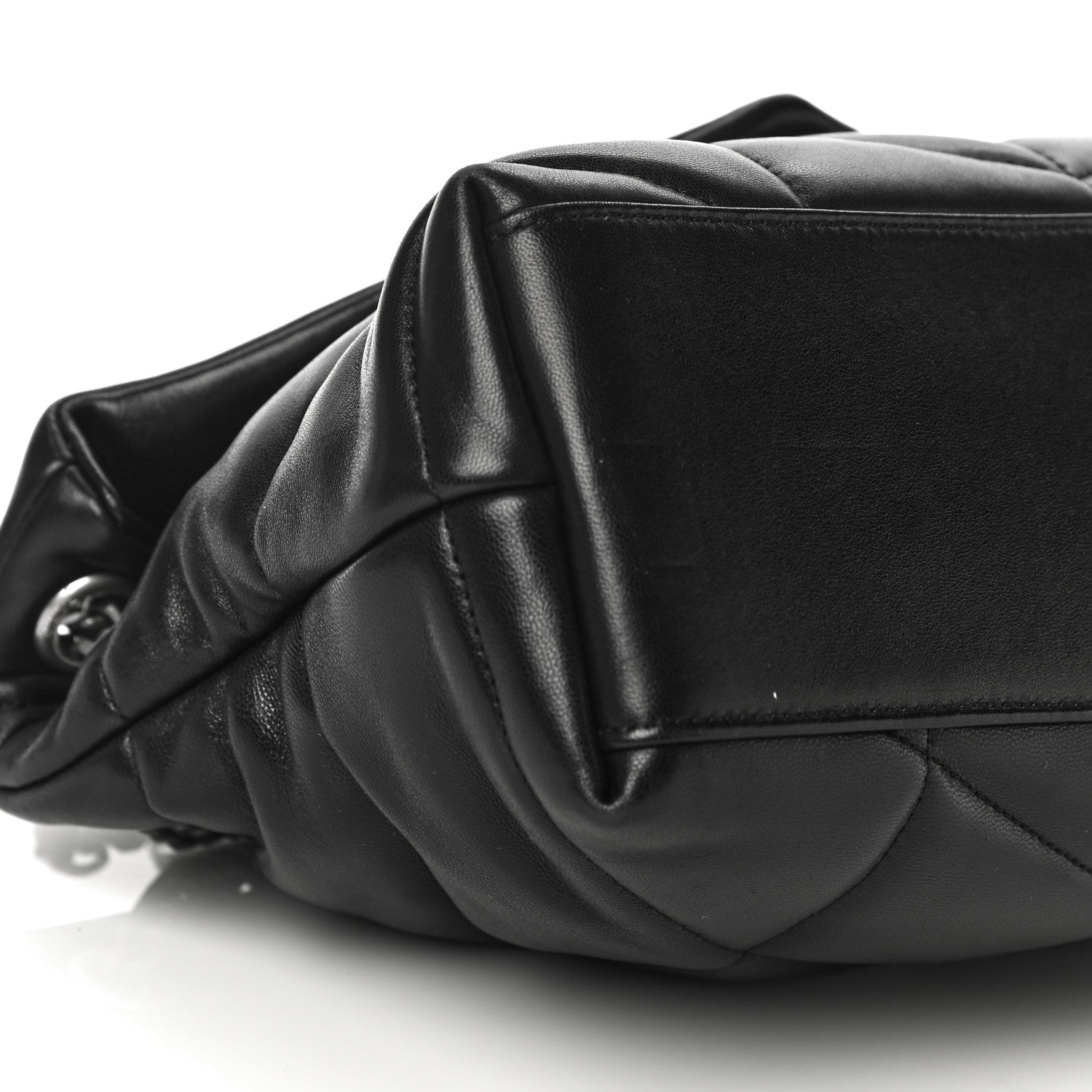 Saint Laurent Lambskin Quilted Small Loulou Puffer Monogram Chain Satchel Black 9 of 13